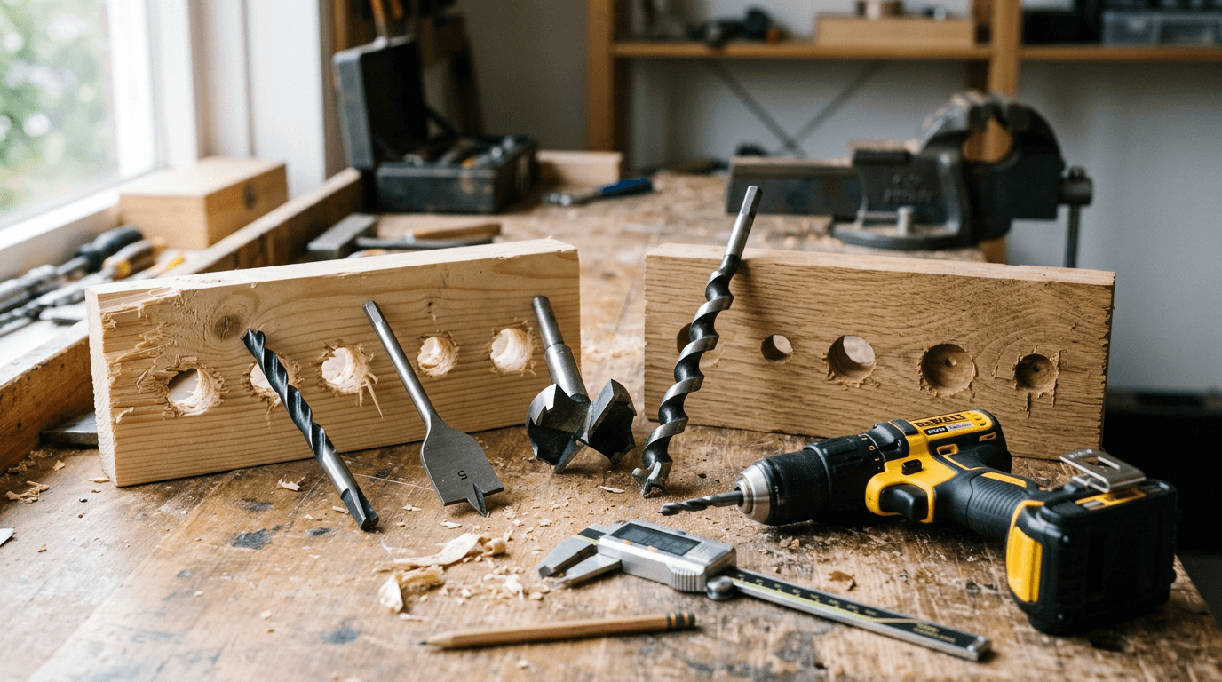 Houtboor kiezen zonder miskoop: type, maat en toerental