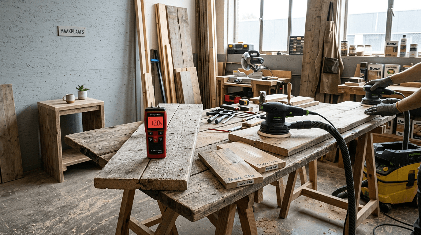 Steigerhout binnen gebruiken zonder kromtrekken of twijfel